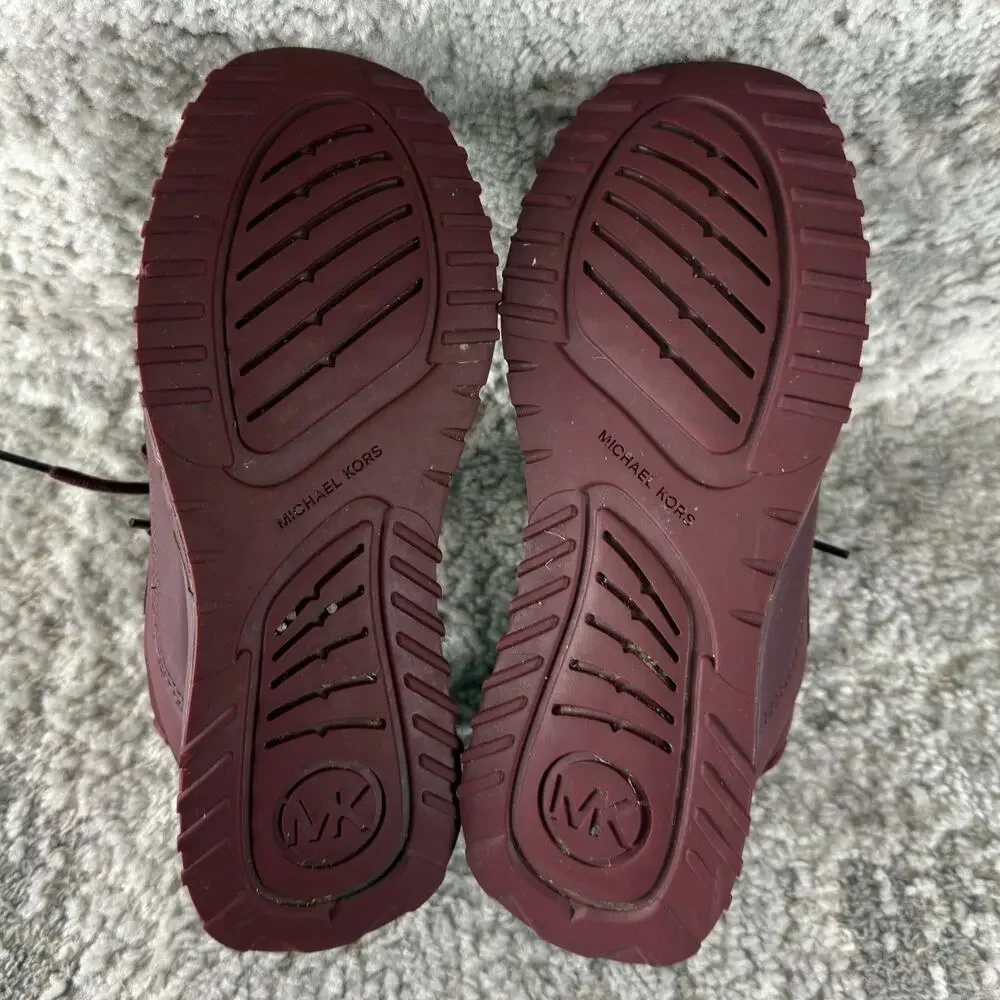 Michael Kors Size 8M FT22G Theo Sport Trainer Sneakers Lace Burgundy‎ Walking